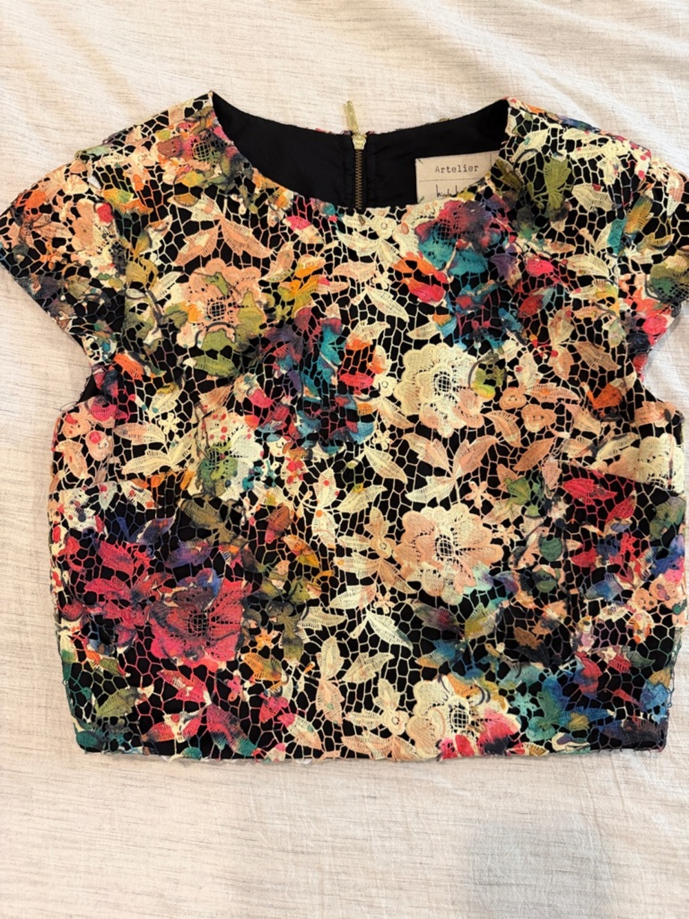 Nicole Miller Lace Cropped Top